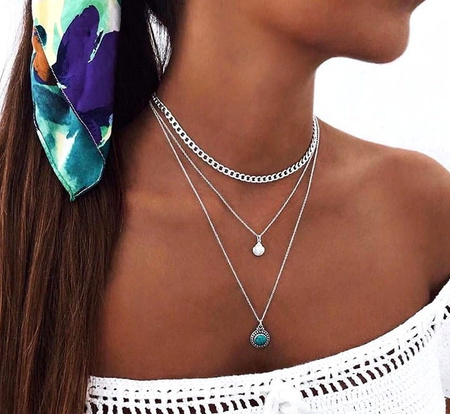 Sada 3 náhrdelníků Moon Sun Star Choker